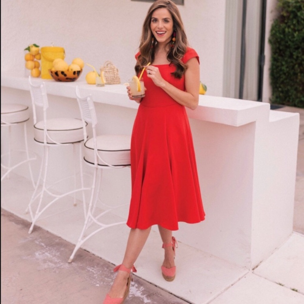 Gal Meets Glam Regina Square Neck Fit And Flare